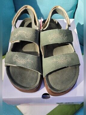 NWT | Muk Luks Green Suede Slingback Slide Sandals